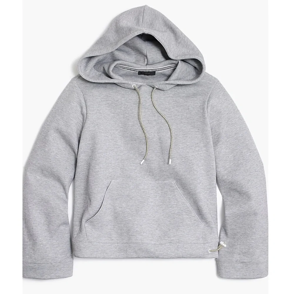 J.Crew Women's Gray Grey Cropped Hoodie Wide Boxy Relaxed Fit Oversized Size XS